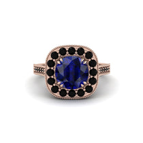 Milgrain Halo Round Sapphire Engagement Ring - Odette No. 44 image 1