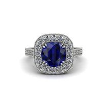 Milgrain Halo Round Sapphire Engagement Ring - Odette No. 15 image 1