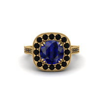 Milgrain Halo Round Sapphire Engagement Ring - Odette No. 43 image 1