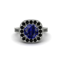 Milgrain Halo Round Sapphire Engagement Ring - Odette No. 45 image 1