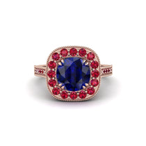 Milgrain Halo Round Sapphire Engagement Ring - Odette No. 59 image 1