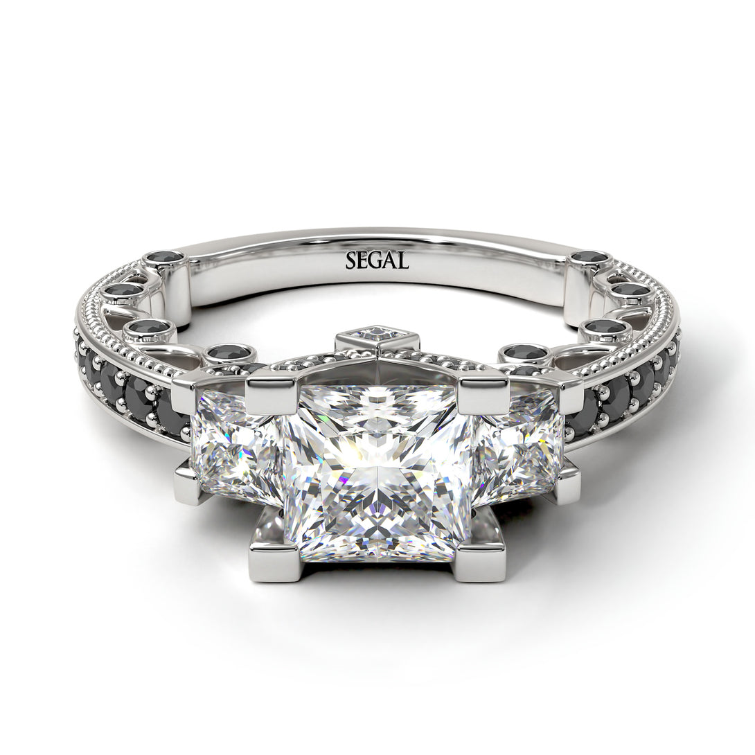 Modern Geometric Diamond Gold Engagement Ring - Beverly No. 33