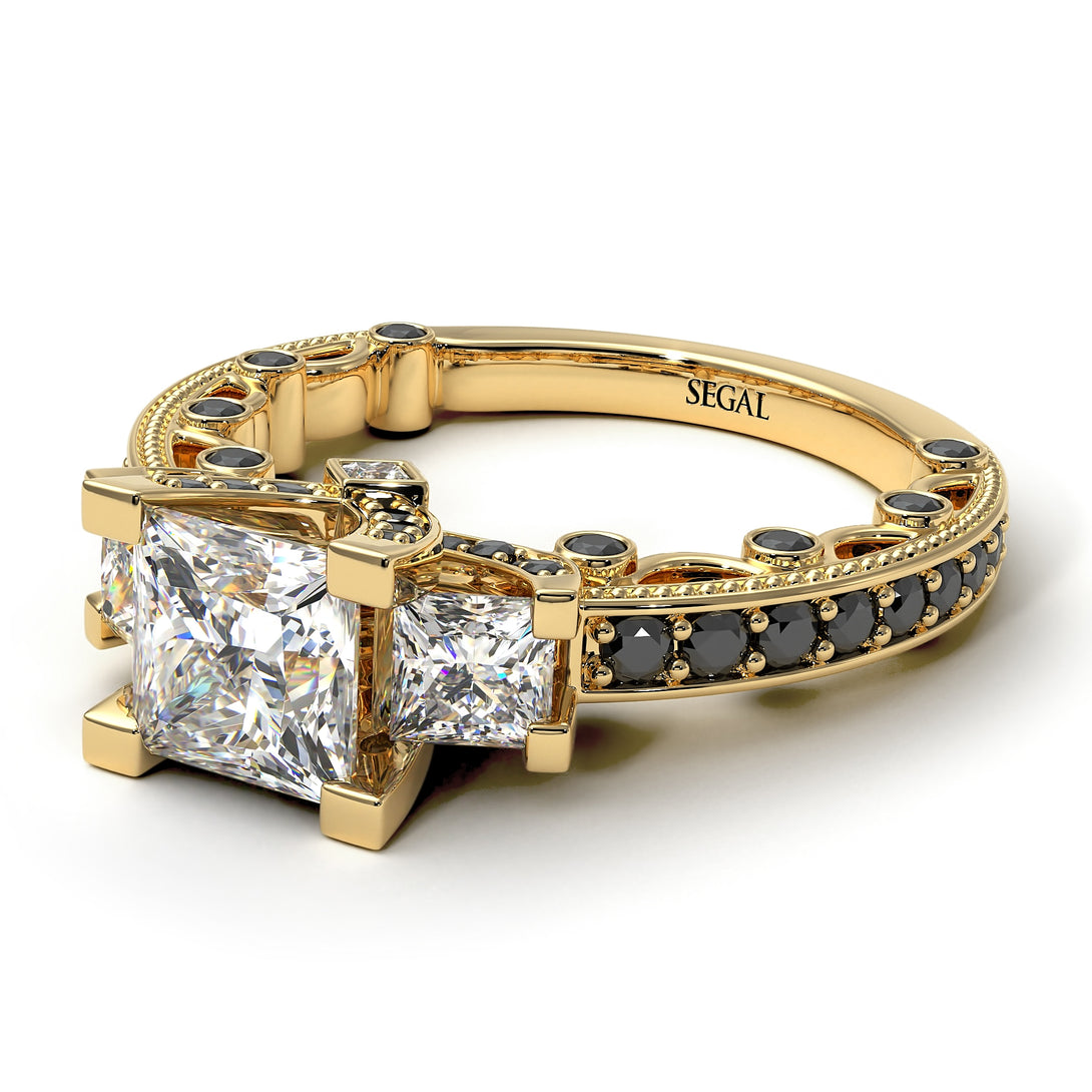 Modern Geometric Diamond Gold Engagement Ring - Beverly No. 31