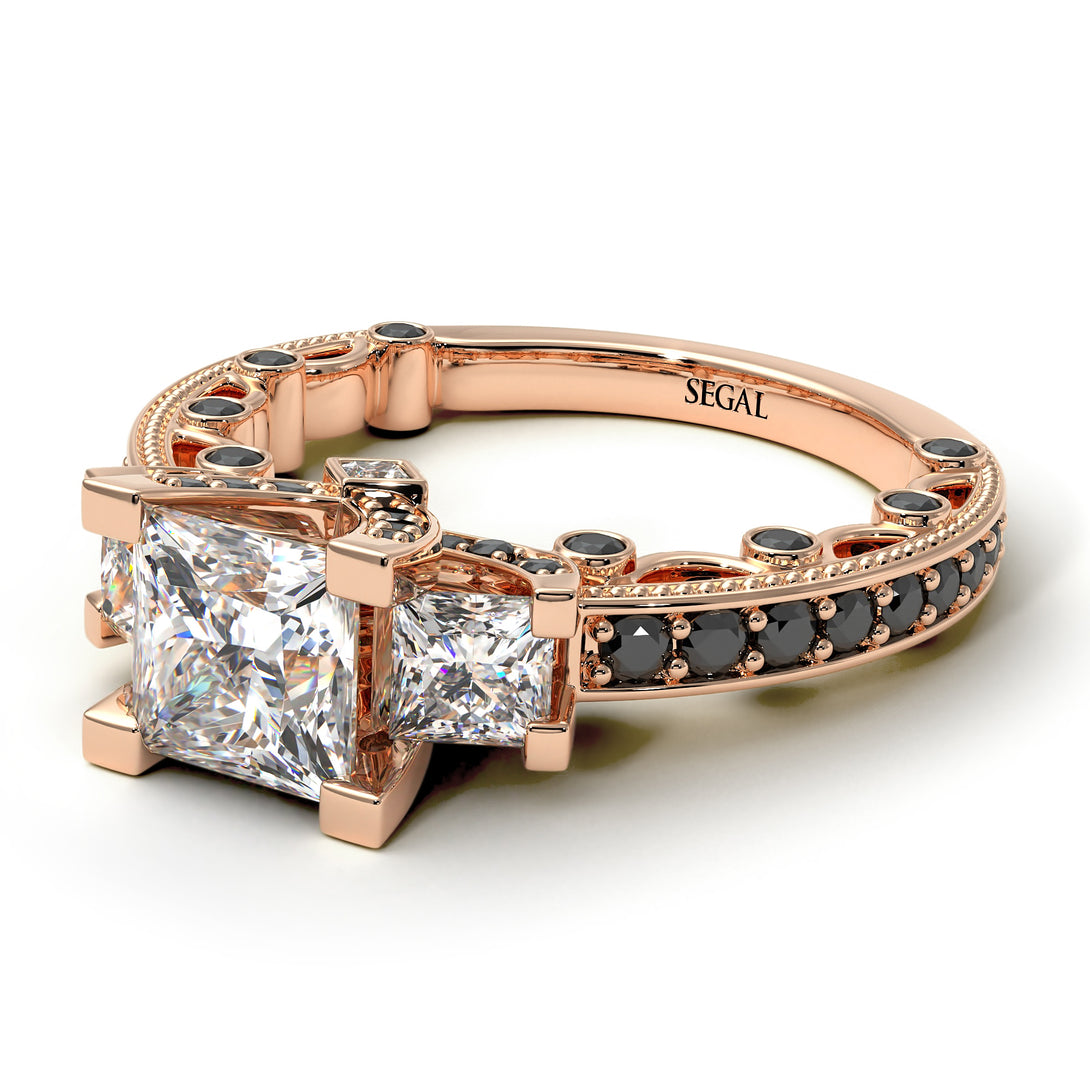 Modern Geometric Diamond Gold Engagement Ring - Beverly No. 32