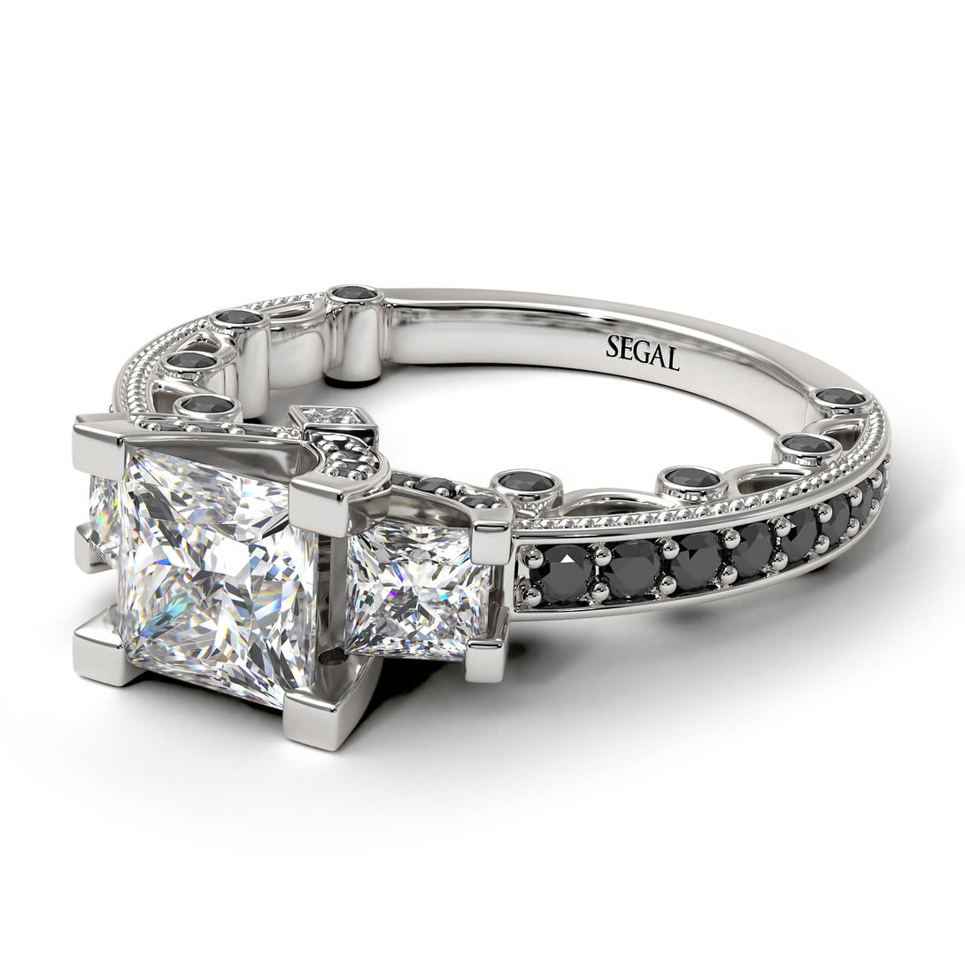 Modern Geometric Diamond Gold Engagement Ring - Beverly No. 33
