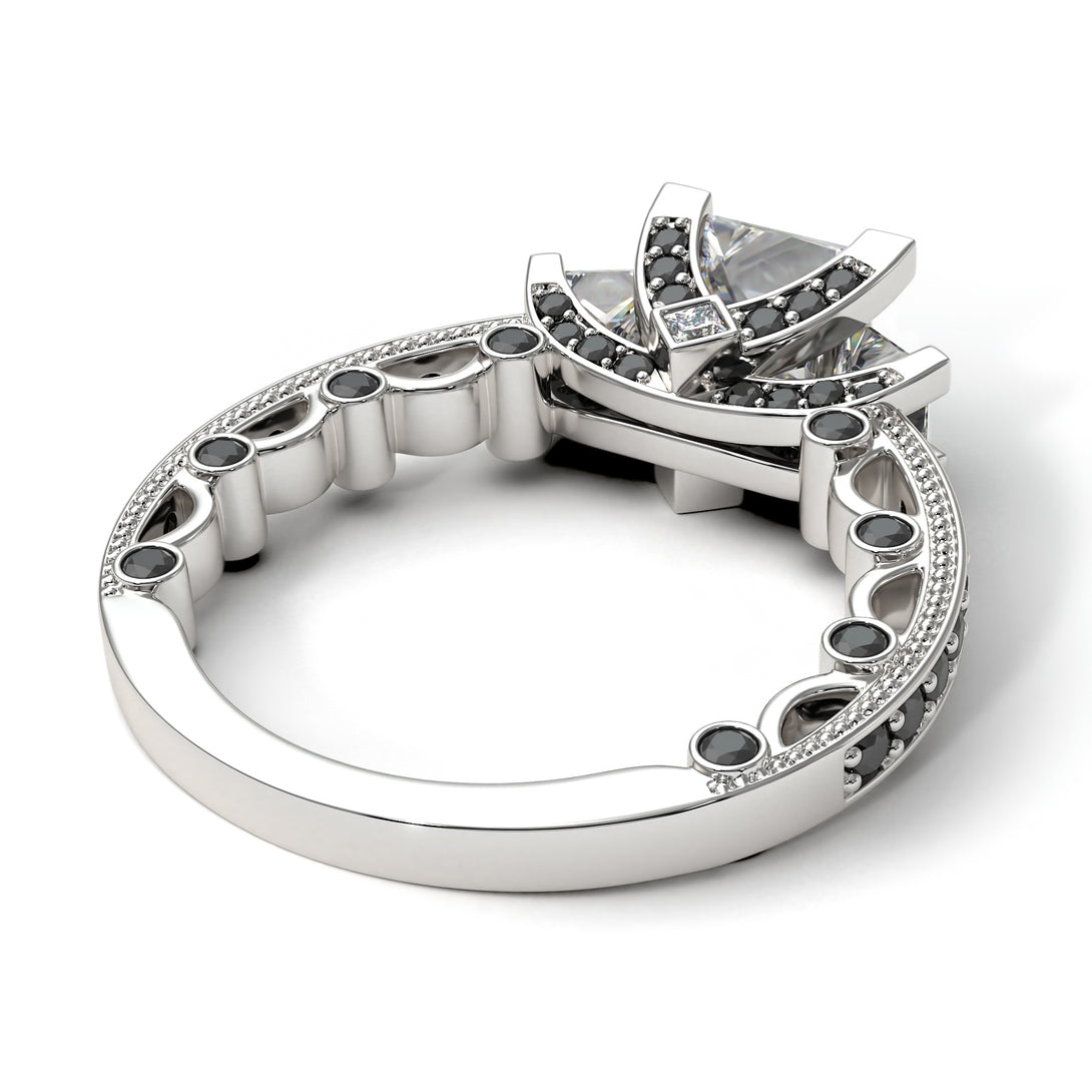 Modern Geometric Diamond Gold Engagement Ring - Beverly No. 33
