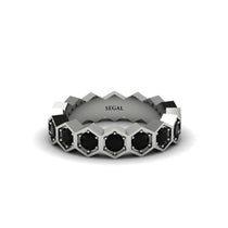 Black Diamond Modern Hexagon Wedding Band - Bianca No. 9 image 1