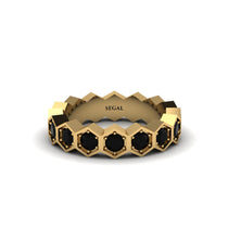 Black Diamond Modern Hexagon Wedding Band - Bianca No. 7 image 1