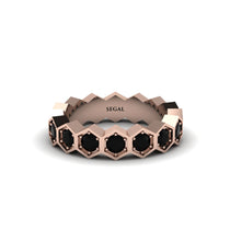 Black Diamond Modern Hexagon Wedding Band - Bianca No. 8 image 1