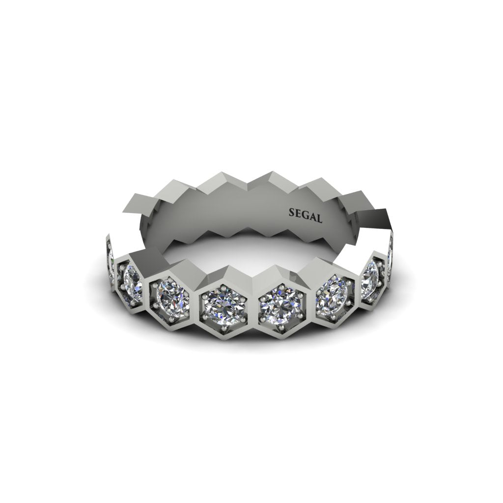 Diamond Modern Hexagon Wedding Band - Bianca No. 3