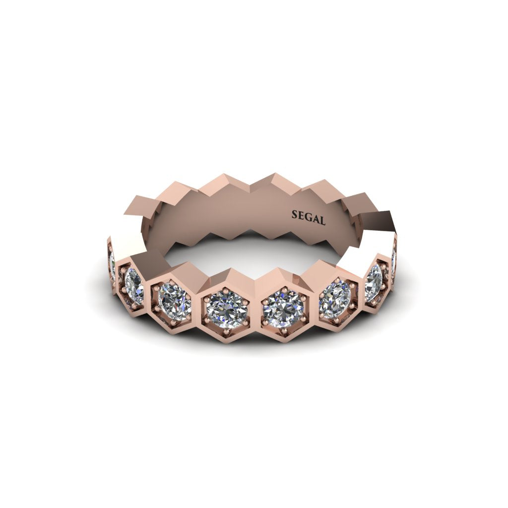 Diamond Modern Hexagon Wedding Band - Bianca No. 2