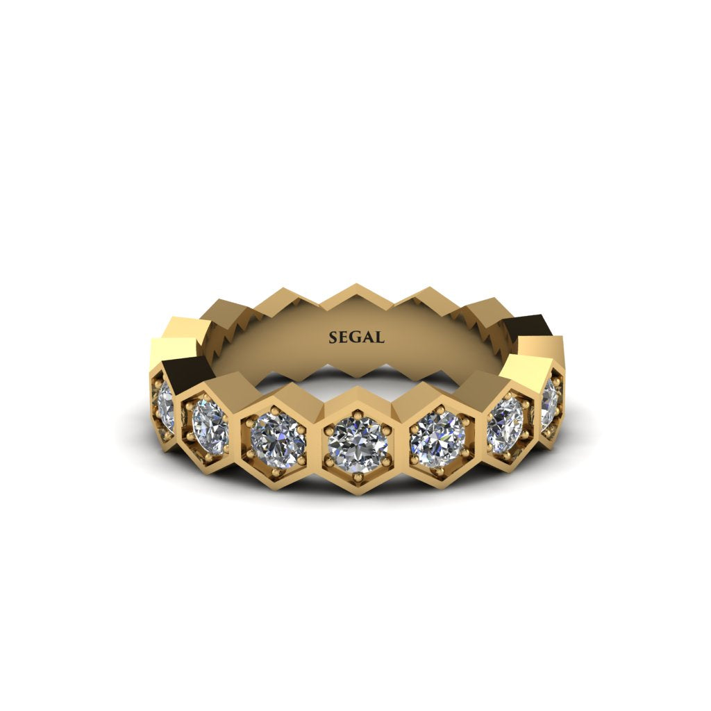 Diamond Modern Hexagon Wedding Band - Bianca No. 1