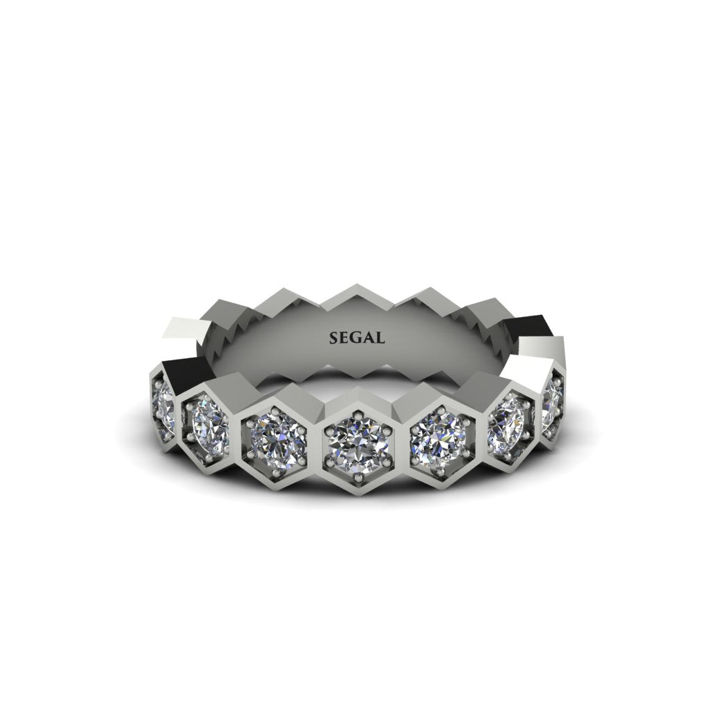 Diamond Modern Hexagon Wedding Band - Bianca No. 3