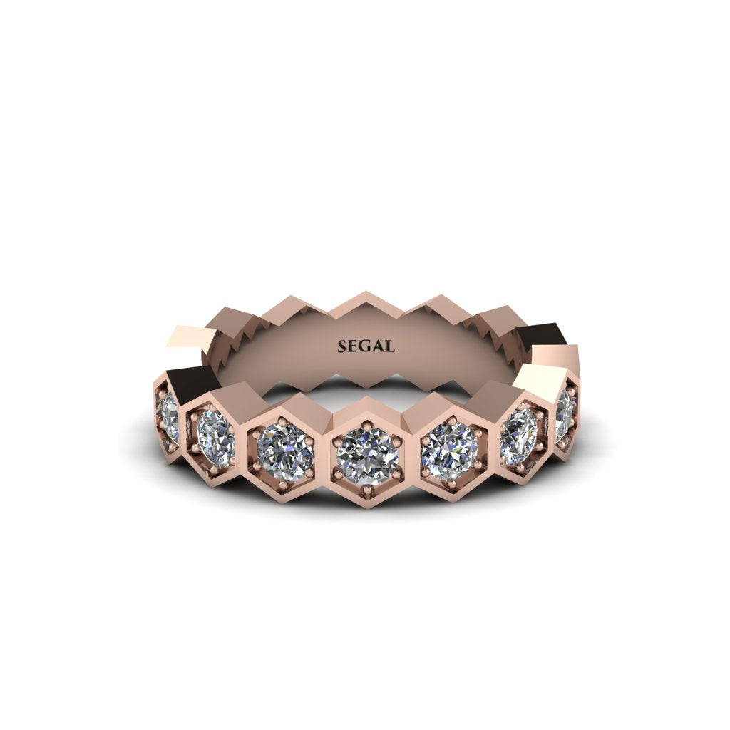 Diamond Modern Hexagon Wedding Band - Bianca No. 2