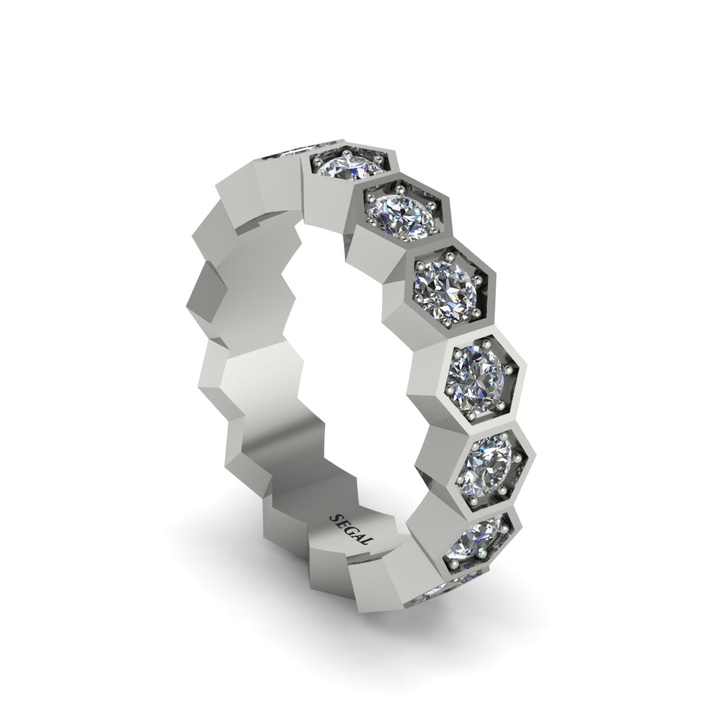 Diamond Modern Hexagon Wedding Band - Bianca No. 3