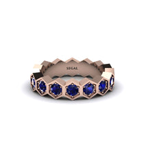 Sapphire Modern Hexagon Wedding Band - Bianca No. 14 image 1