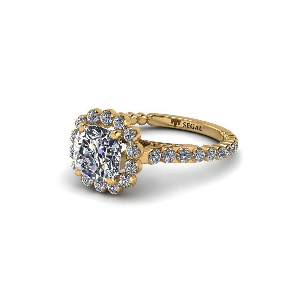 Modern Diamond Cushion Cut Engagement Ring - Uma No. 1