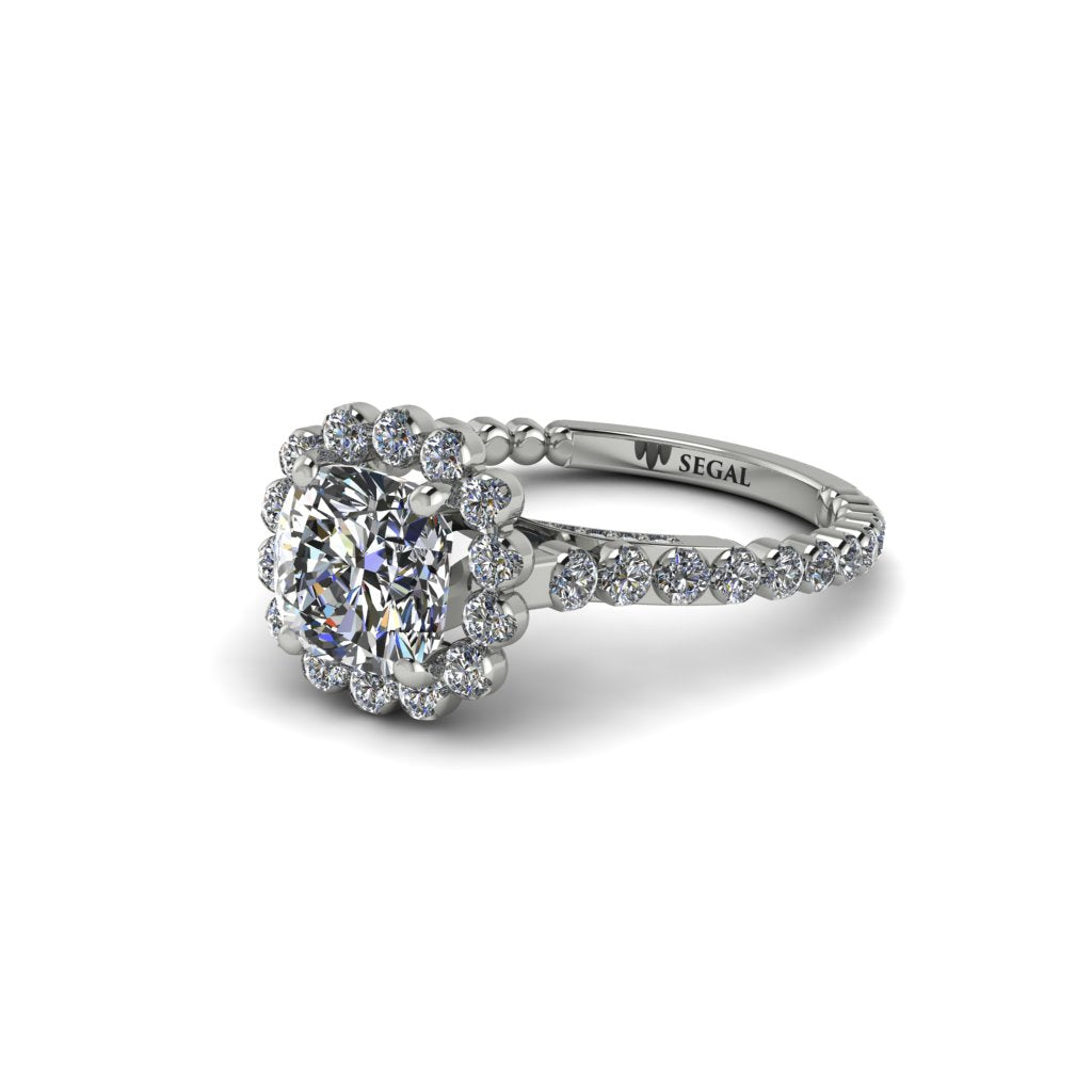 Modern Diamond Cushion Cut Engagement Ring - Uma No. 3