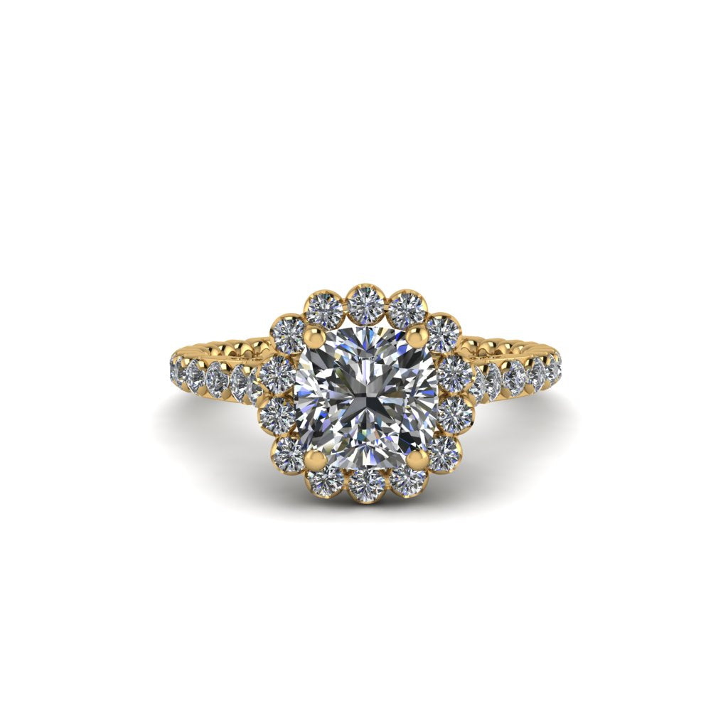 Modern Diamond Cushion Cut Engagement Ring - Uma No. 1