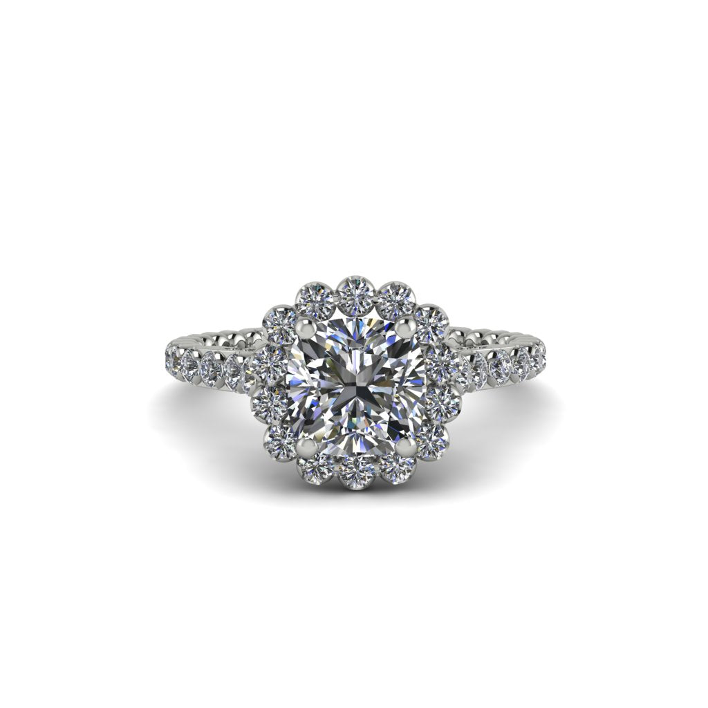 Modern Diamond Cushion Cut Engagement Ring - Uma No. 3