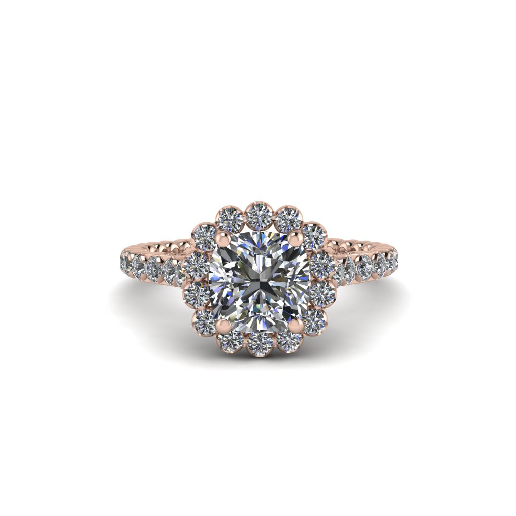 Modern Diamond Cushion Cut Engagement Ring - Uma No. 2
