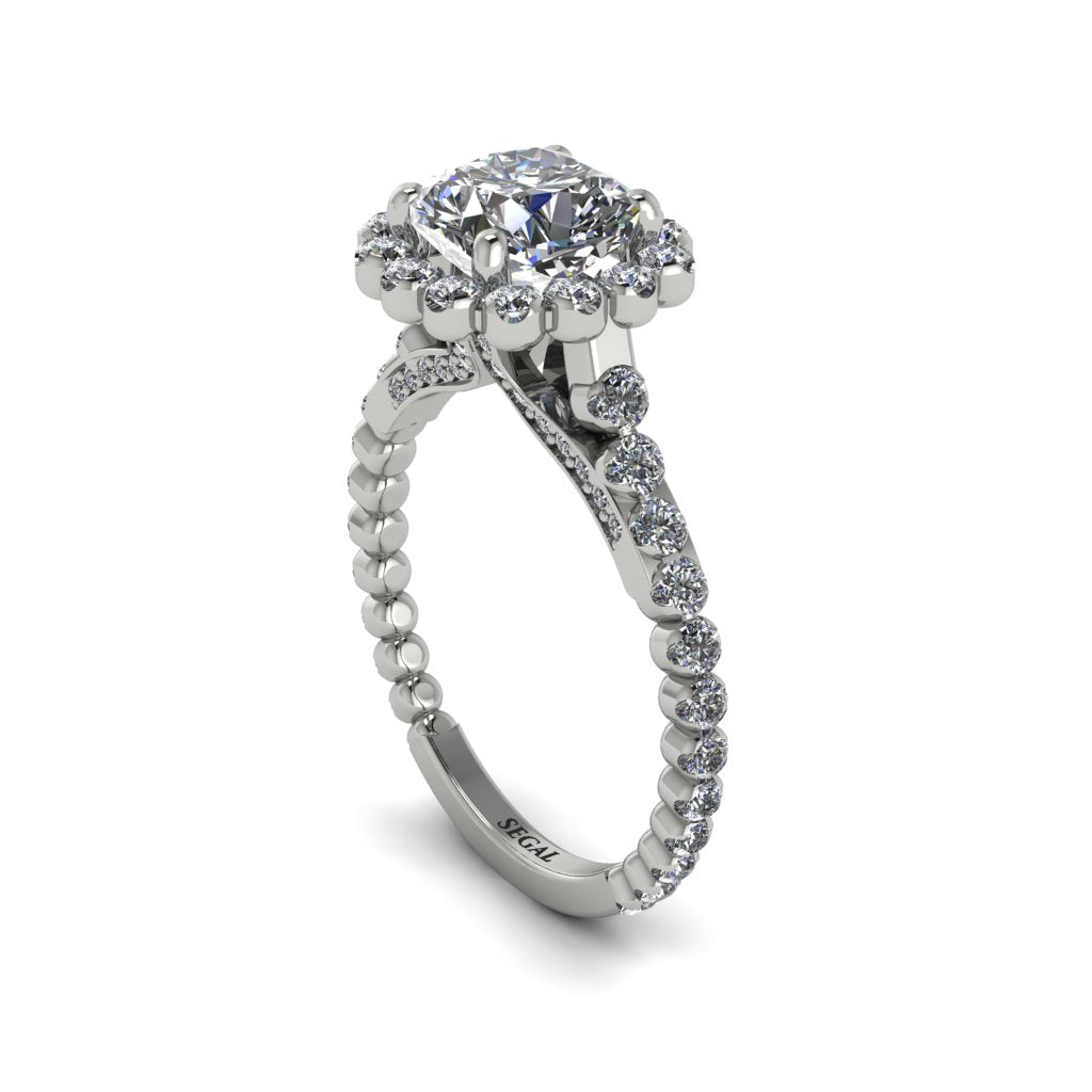 Modern Diamond Cushion Cut Engagement Ring - Uma No. 3