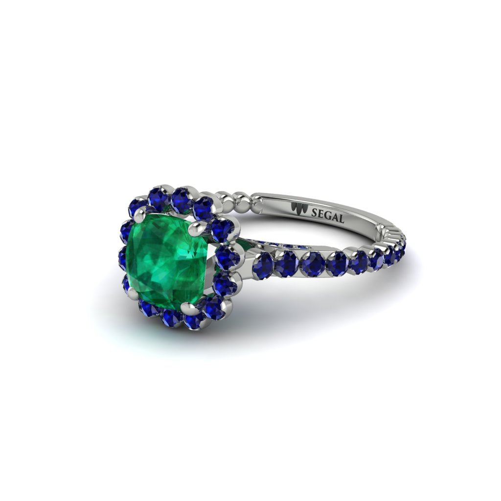 Modern Emerald Cushion Cut Engagement Ring - Uma No. 66