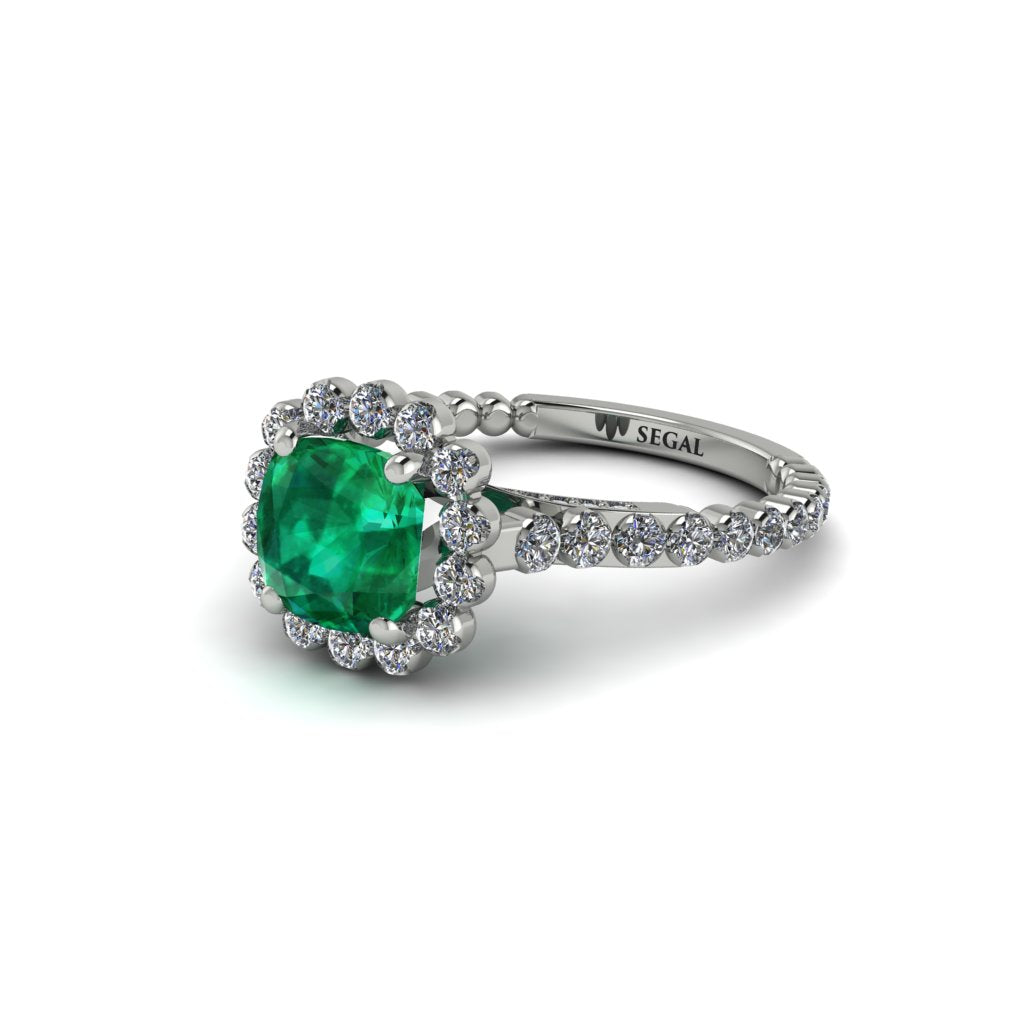 Modern Emerald Cushion Cut Engagement Ring - Uma No. 6