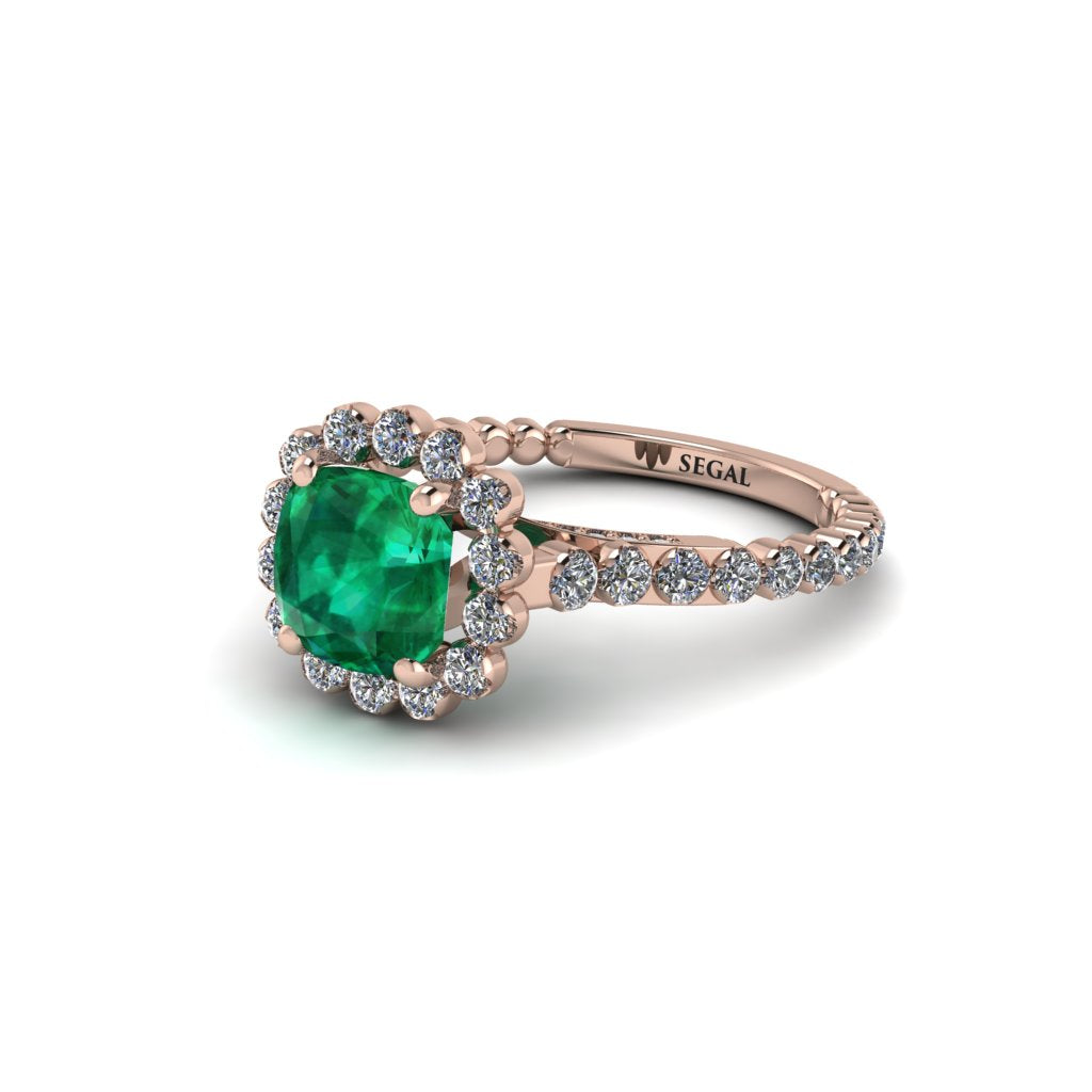Modern Emerald Cushion Cut Engagement Ring - Uma No. 5