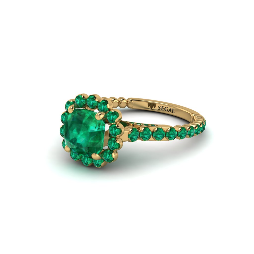 Modern Emerald Cushion Cut Engagement Ring - Uma No. 19