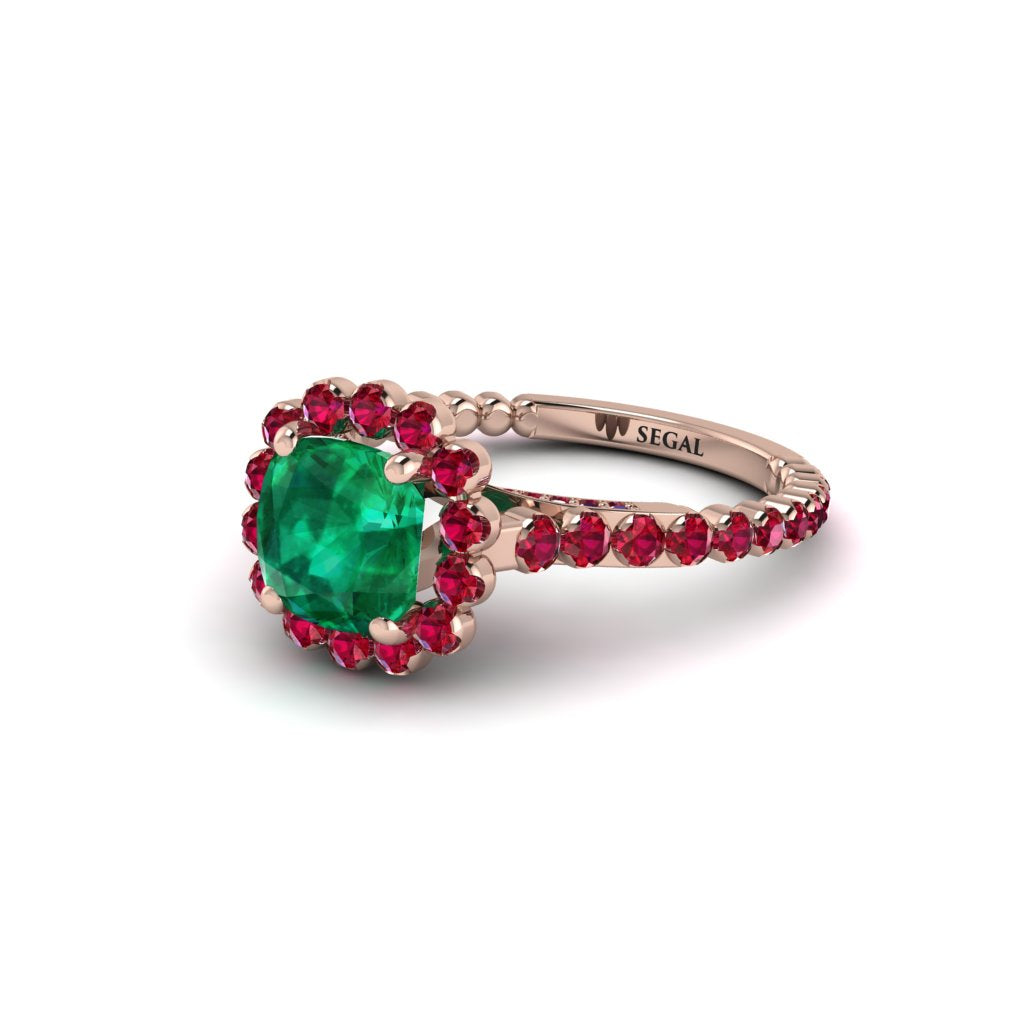 Modern Emerald Cushion Cut Engagement Ring - Uma No. 50