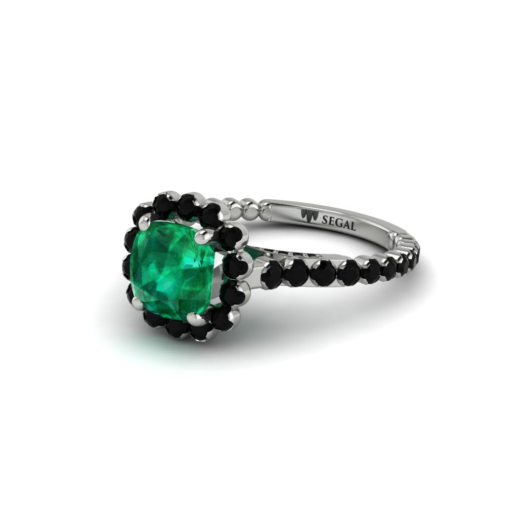 Modern Emerald Cushion Cut Engagement Ring - Uma No. 36