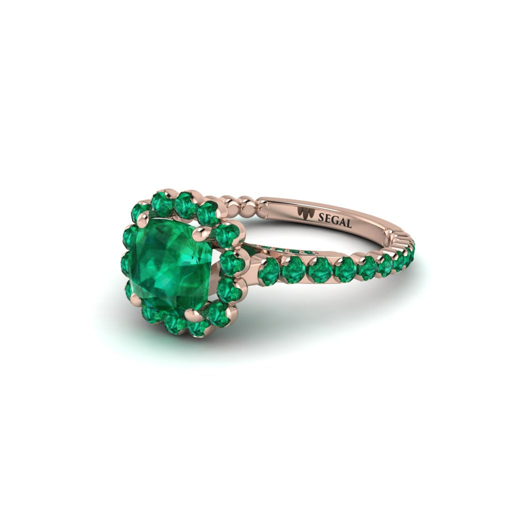 Modern Emerald Cushion Cut Engagement Ring - Uma No. 20