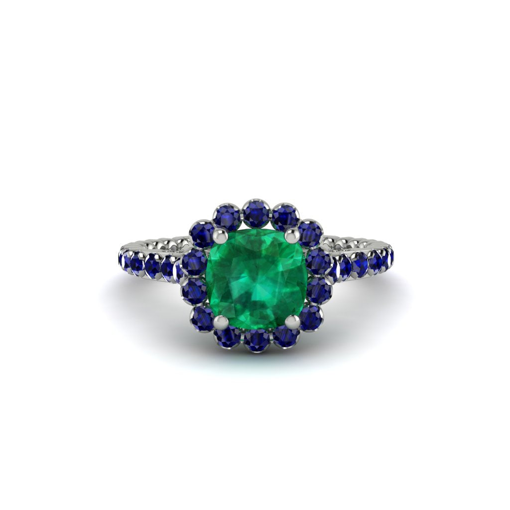 Modern Emerald Cushion Cut Engagement Ring - Uma No. 66
