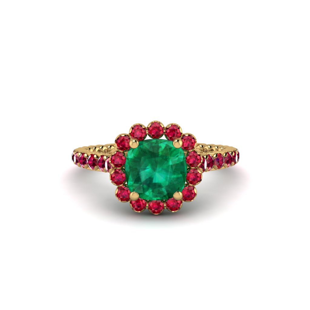 Modern Emerald Cushion Cut Engagement Ring - Uma No. 49
