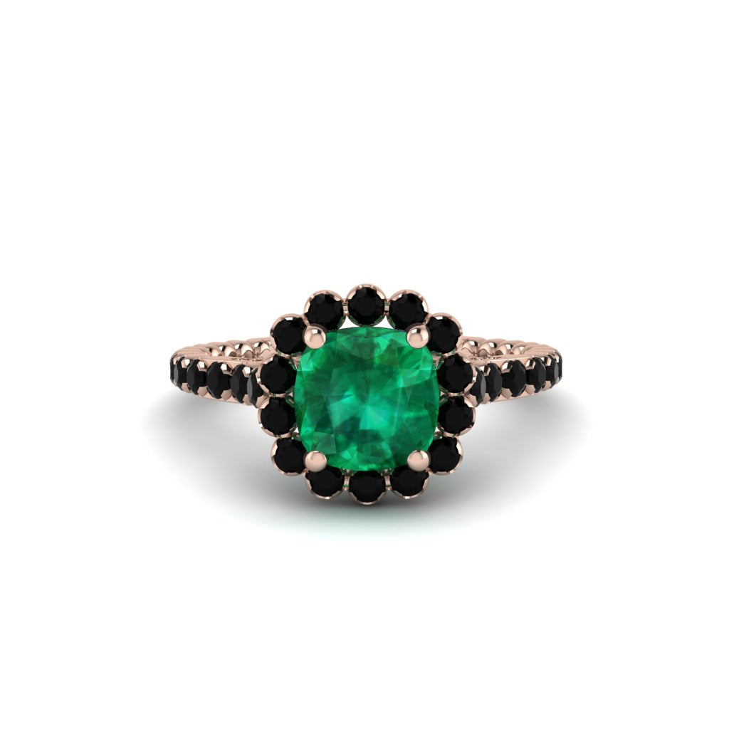 Modern Emerald Cushion Cut Engagement Ring - Uma No. 35