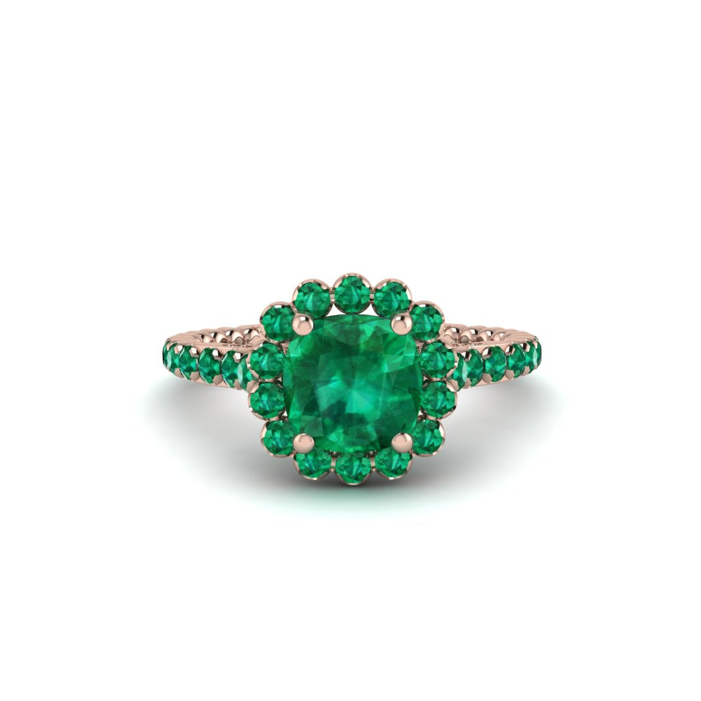Modern Emerald Cushion Cut Engagement Ring - Uma No. 20