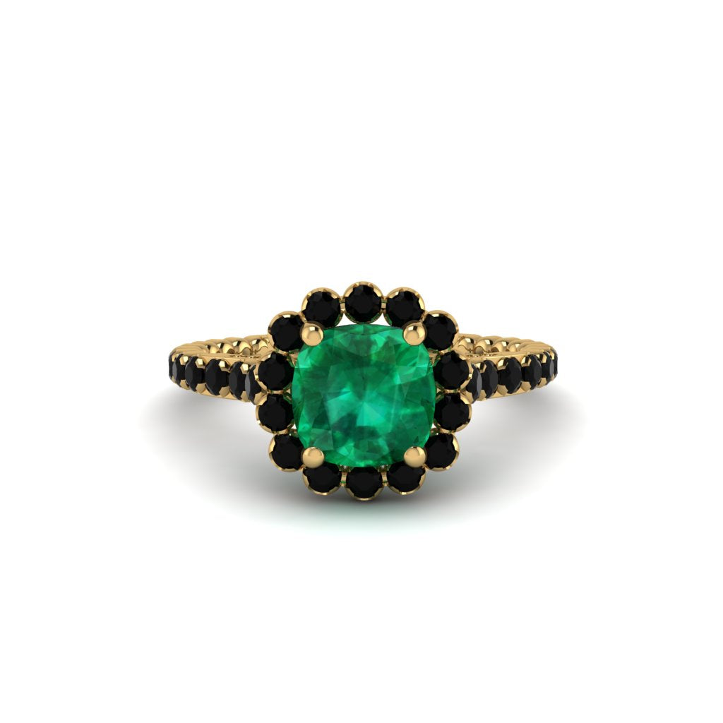 Modern Emerald Cushion Cut Engagement Ring - Uma No. 34