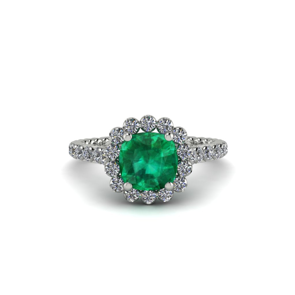Modern Emerald Cushion Cut Engagement Ring - Uma No. 6