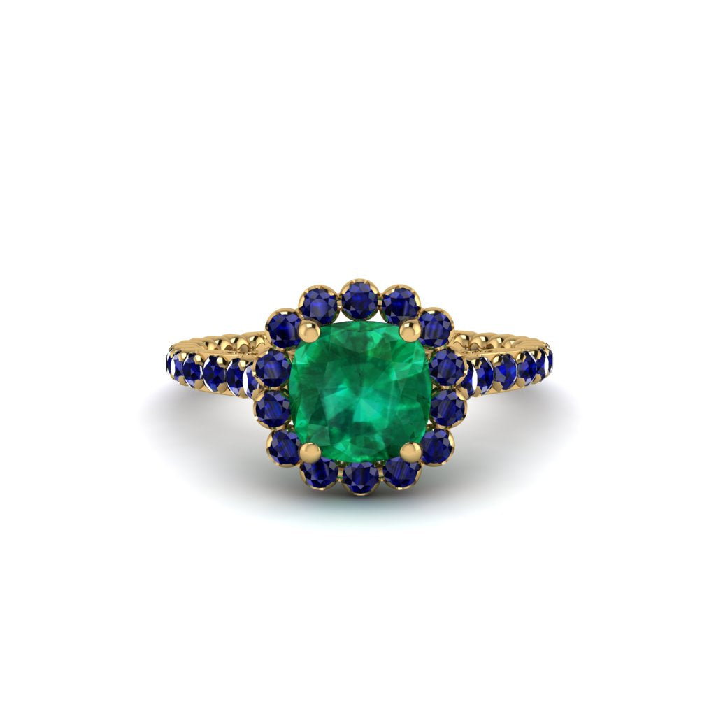 Modern Emerald Cushion Cut Engagement Ring - Uma No. 64