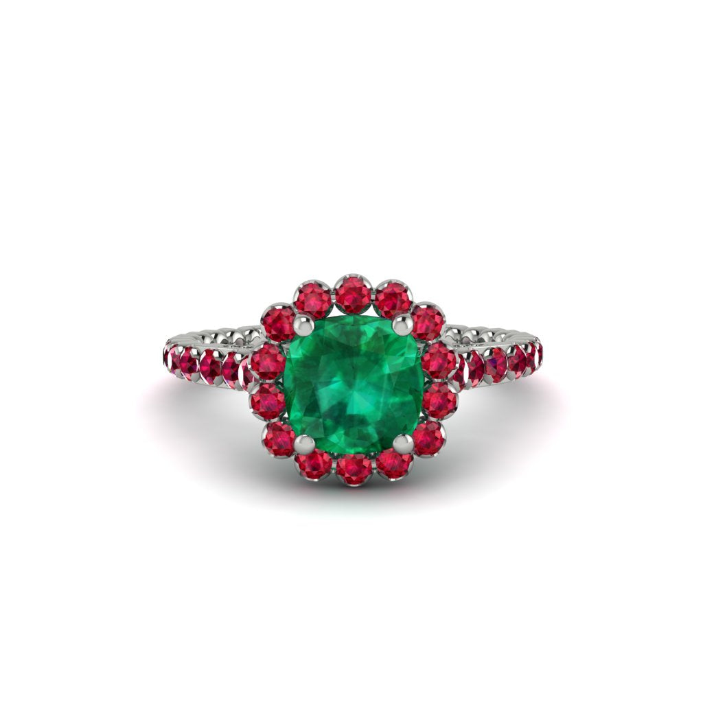 Modern Emerald Cushion Cut Engagement Ring - Uma No. 51