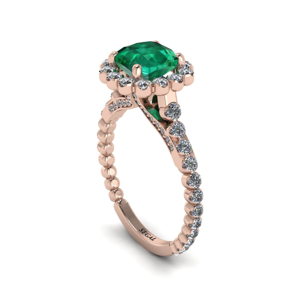 Modern Emerald Cushion Cut Engagement Ring - Uma No. 5