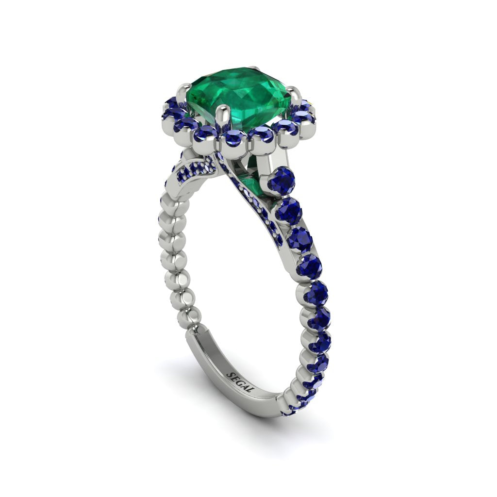 Modern Emerald Cushion Cut Engagement Ring - Uma No. 66