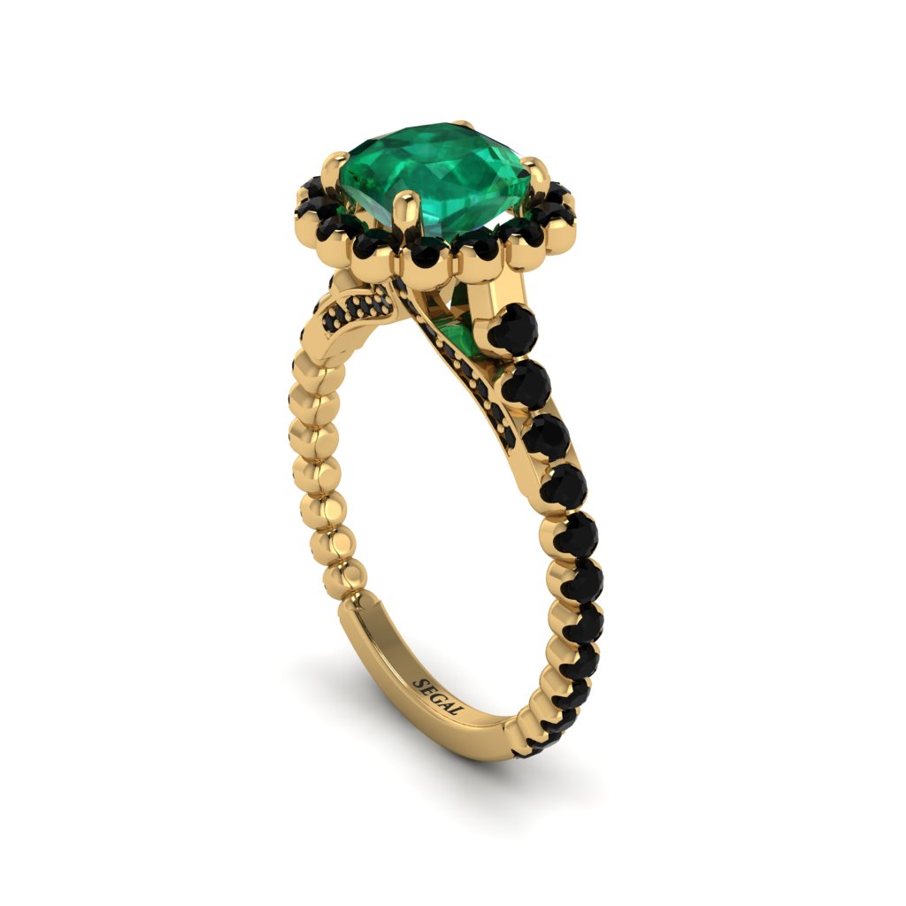 Modern Emerald Cushion Cut Engagement Ring - Uma No. 34