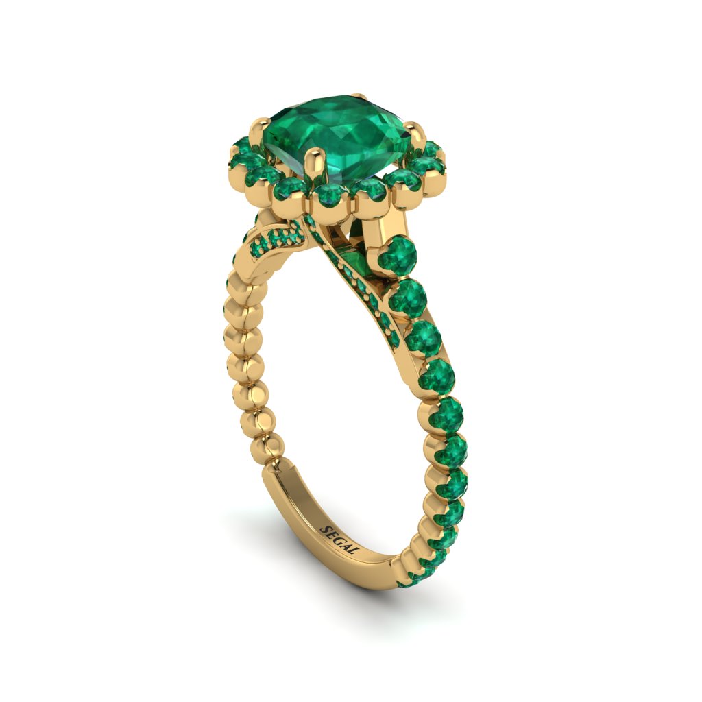 Modern Emerald Cushion Cut Engagement Ring - Uma No. 19