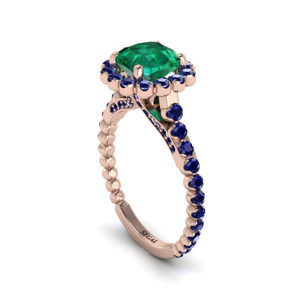 Modern Emerald Cushion Cut Engagement Ring - Uma No. 65