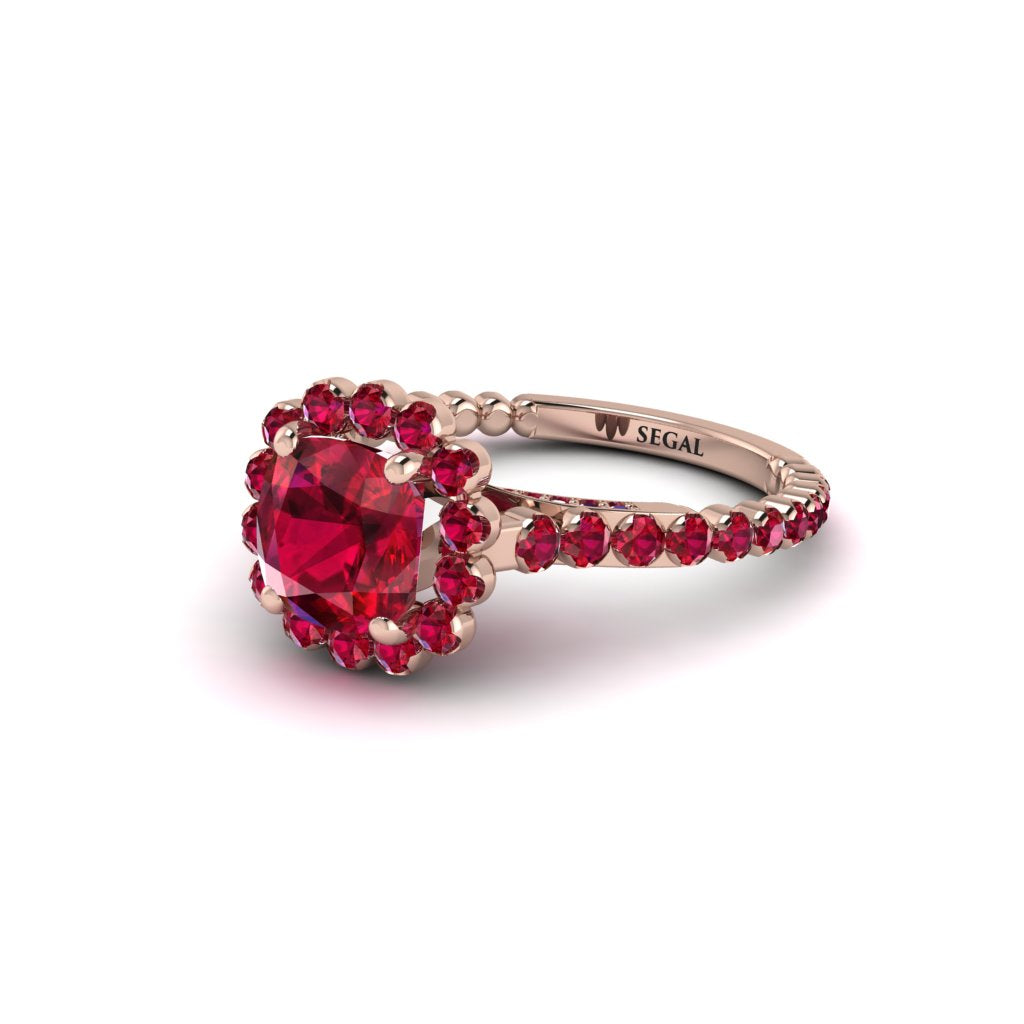 Modern Ruby Cushion Cut Engagement Ring - Uma No. 56
