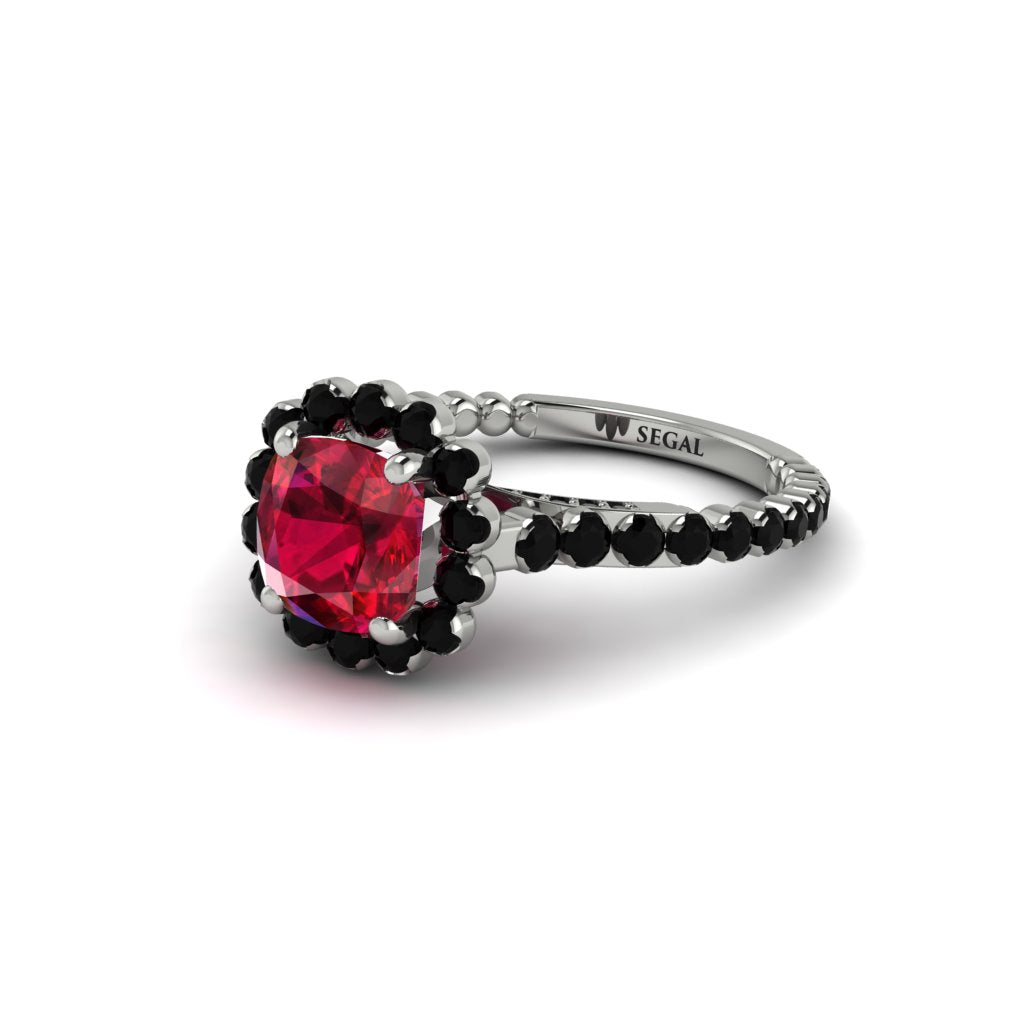 Modern Ruby Cushion Cut Engagement Ring - Uma No. 42
