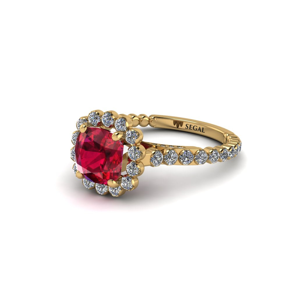 Modern Ruby Cushion Cut Engagement Ring - Uma No. 10
