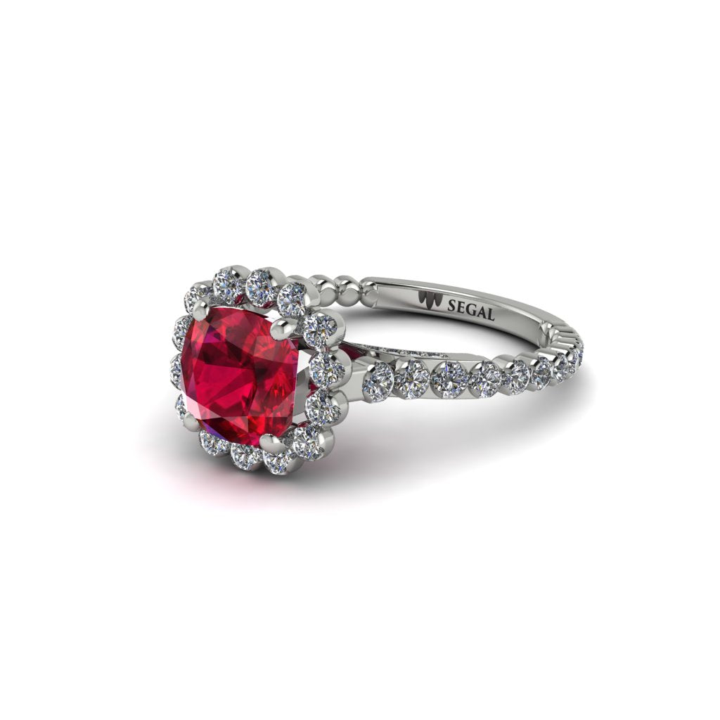 Modern Ruby Cushion Cut Engagement Ring - Uma No. 12